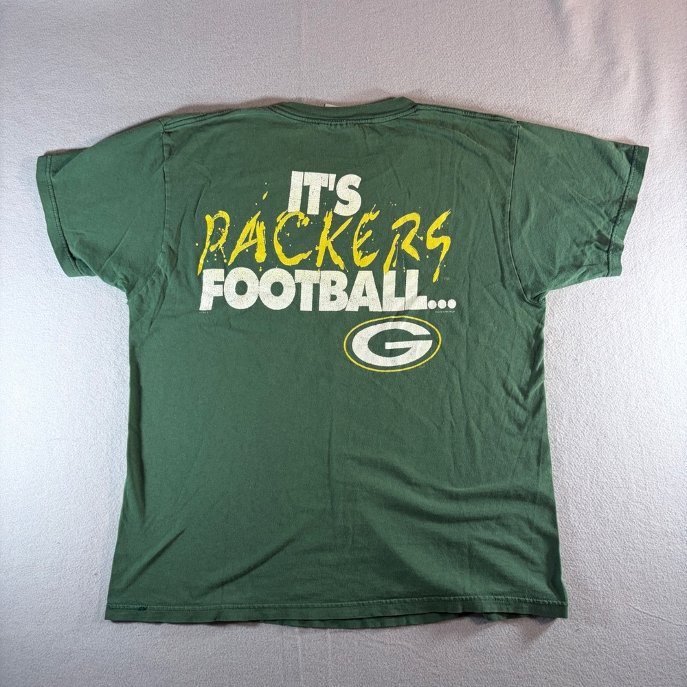 Vintage 1996 Green Bay Packers CSA Graphic T-Shirt Mens Large Green Made in USA